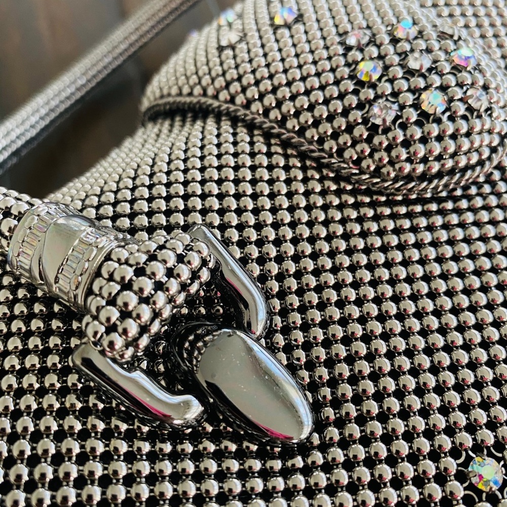 Vintage beaded chainmail box evening bag - Picture 3 of 6